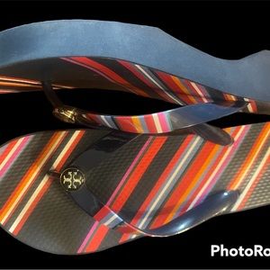 Tory Burch stripped flip flops